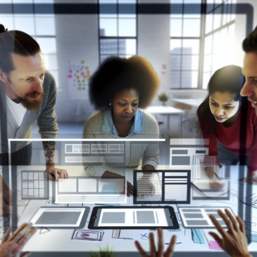 Design and product team collaborating on user-centric software interfaces